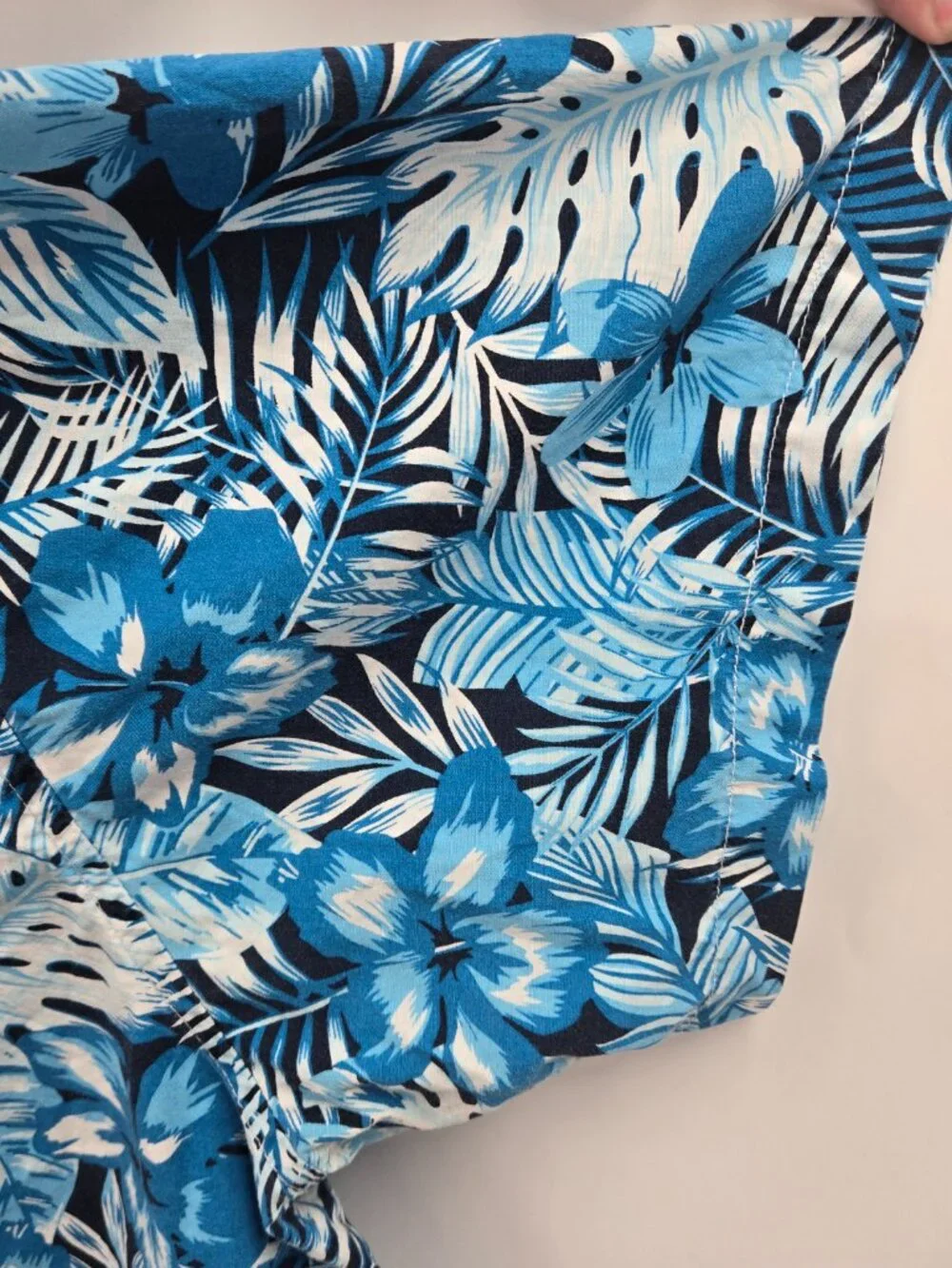 Free Planet Blue Tropical 100% Cotton Aloha Button Down Shirt Size 4x